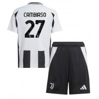 Billiga Juventus Andrea Cambiaso #27 Barnkläder Hemma fotbollskläder till baby 2024-25 Kortärmad (+ Korta byxor)